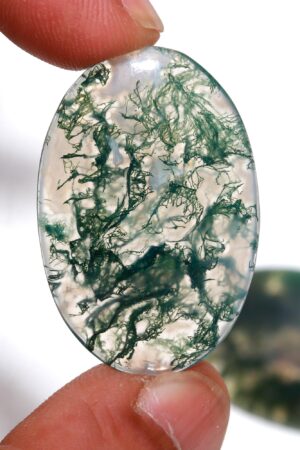 Natural Moss Agate Polished Pebbles – Green & Earthy Gemstones from India