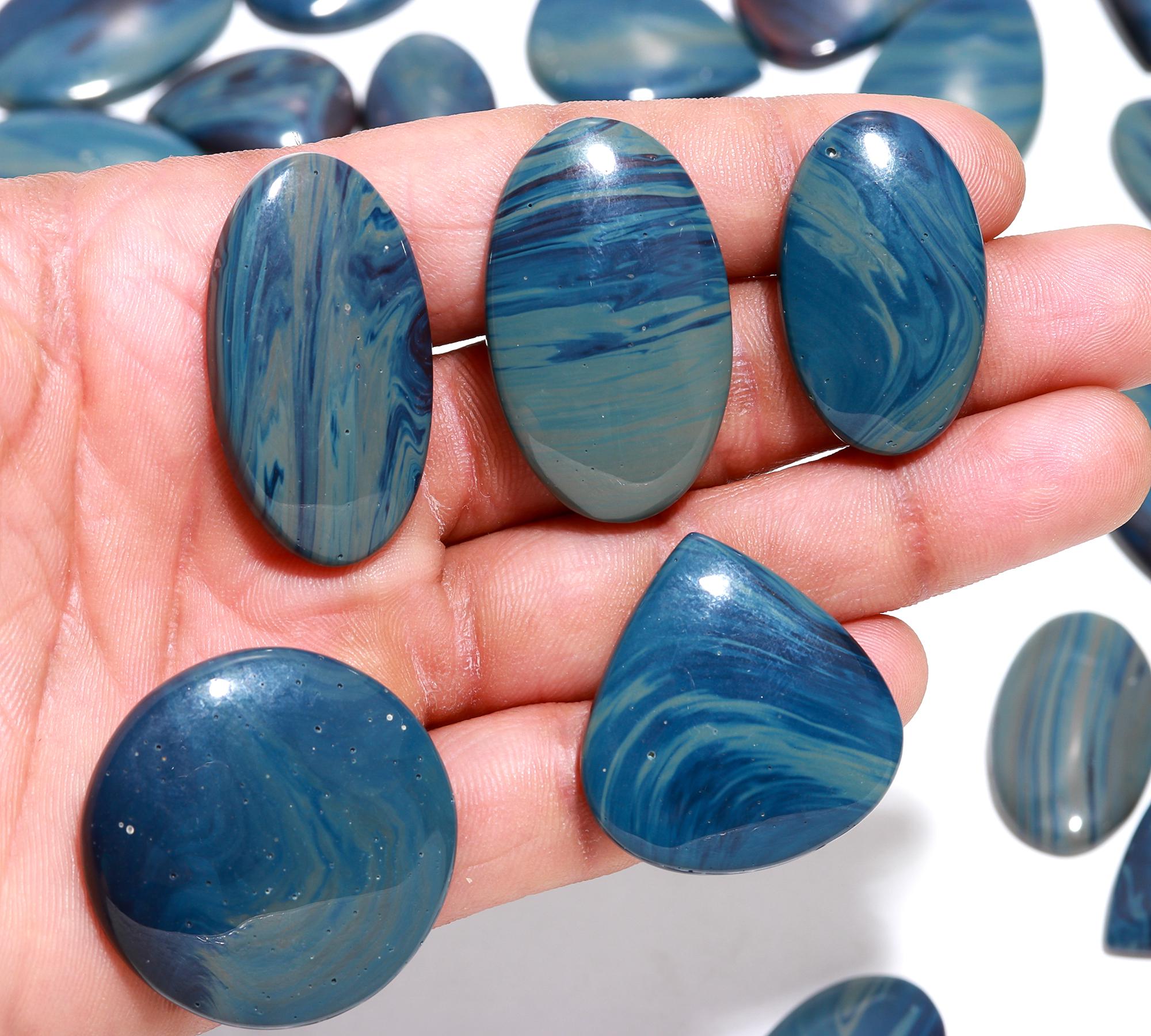 Leland Glass Polished Pebbles – Vibrant Blue & Gray Gemstones from Arizona - Image 3