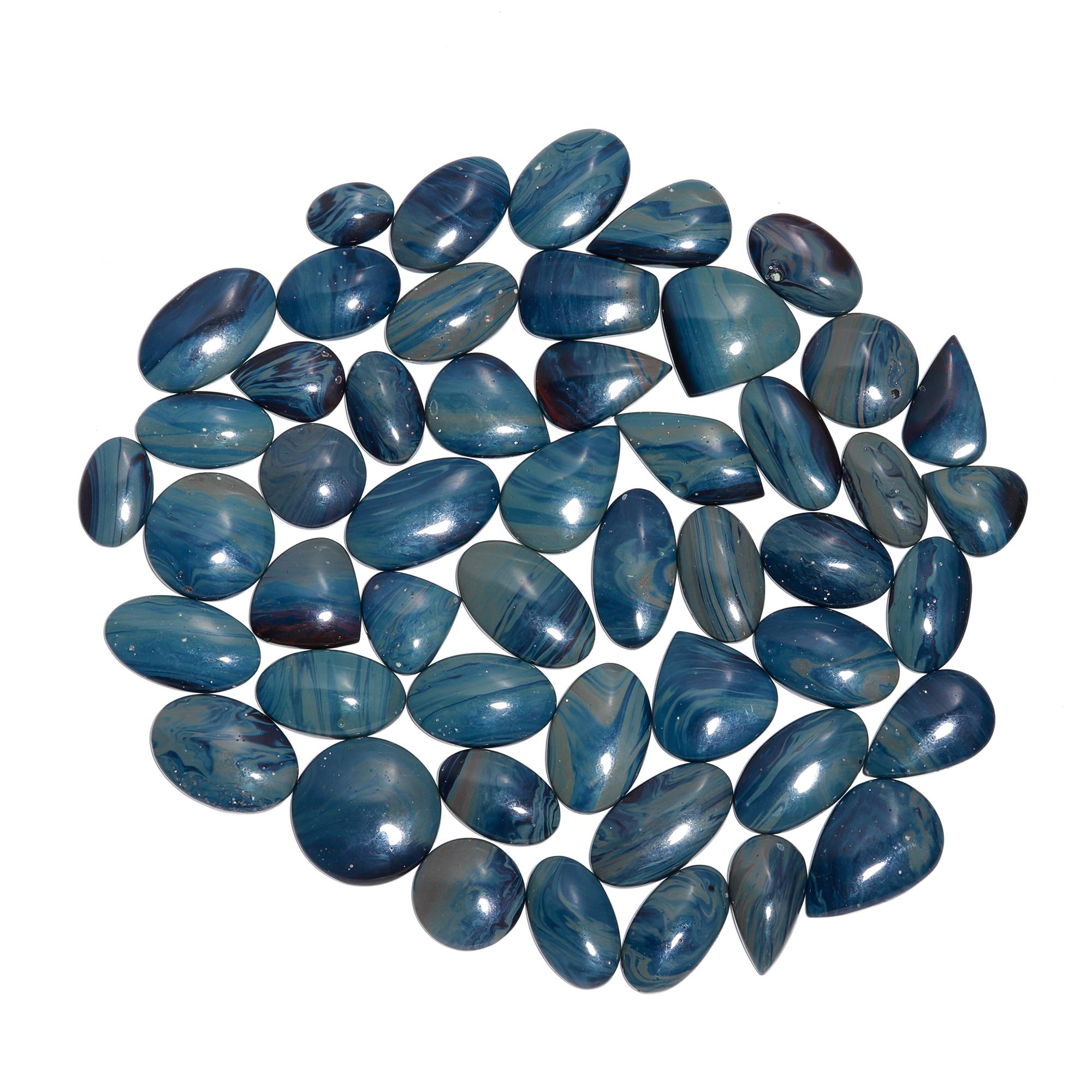 Leland Glass Polished Pebbles – Vibrant Blue & Gray Gemstones from Arizona - Image 2