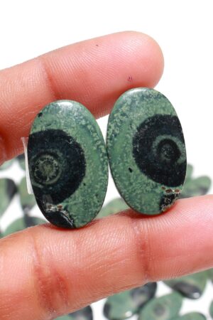 Natural Kambaba Jasper Pair – Swirling Green Healing Stones from India