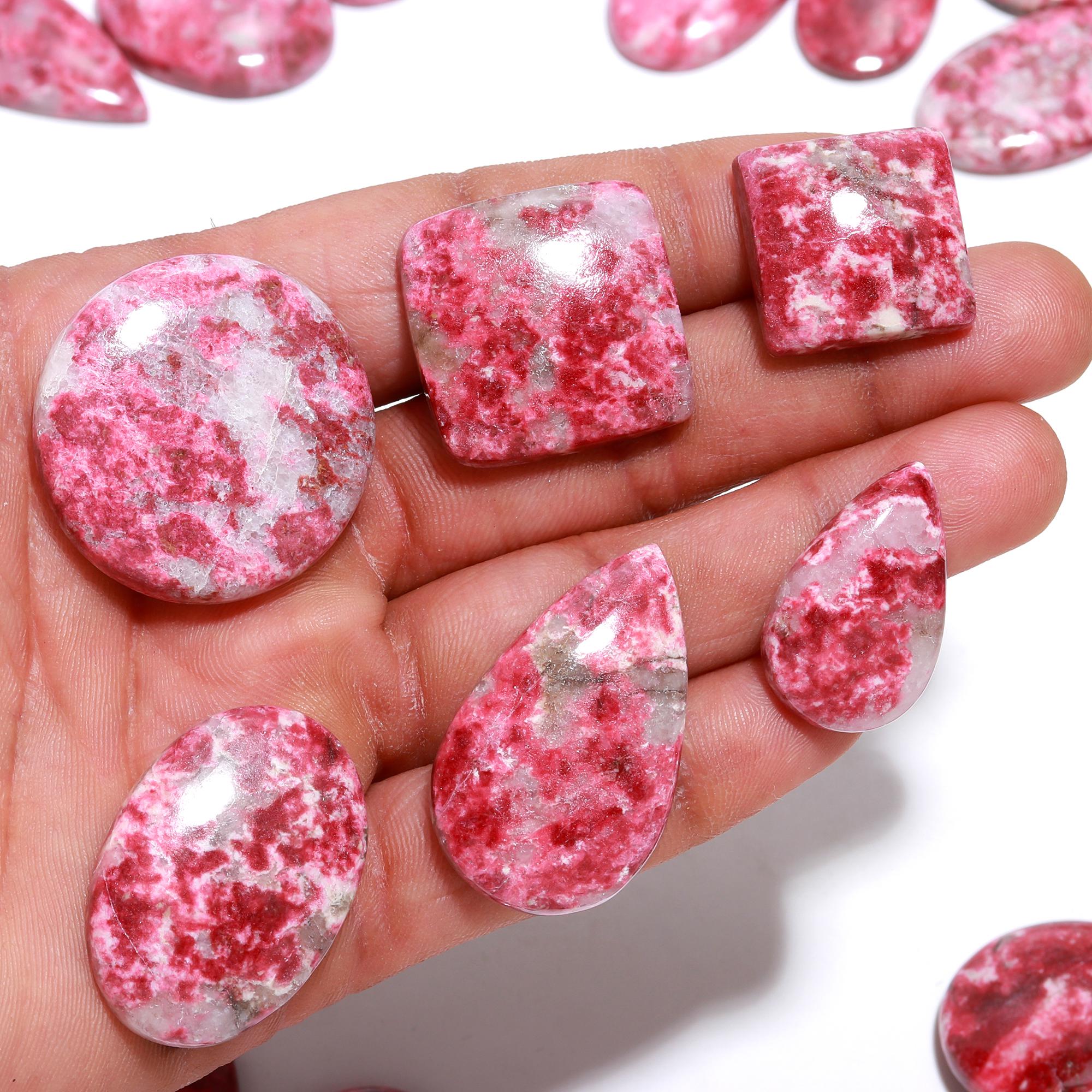 Natural Thulite Tumbled Stones – Pink & White Banded Crystals from Norway - Image 3