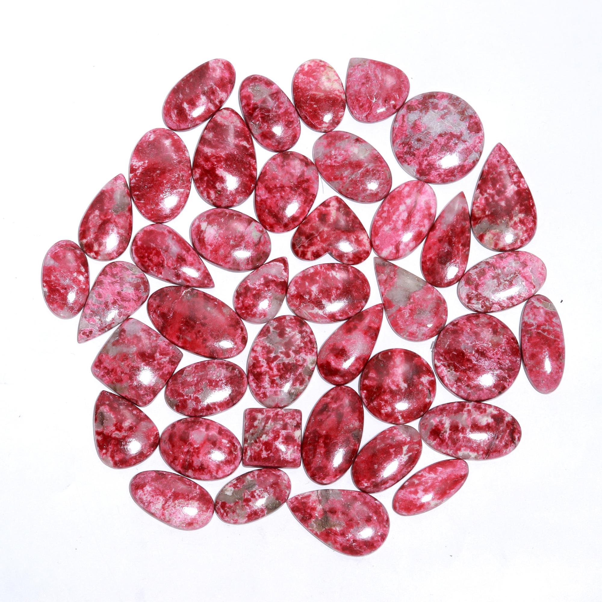 Natural Thulite Tumbled Stones – Pink & White Banded Crystals from Norway - Image 2