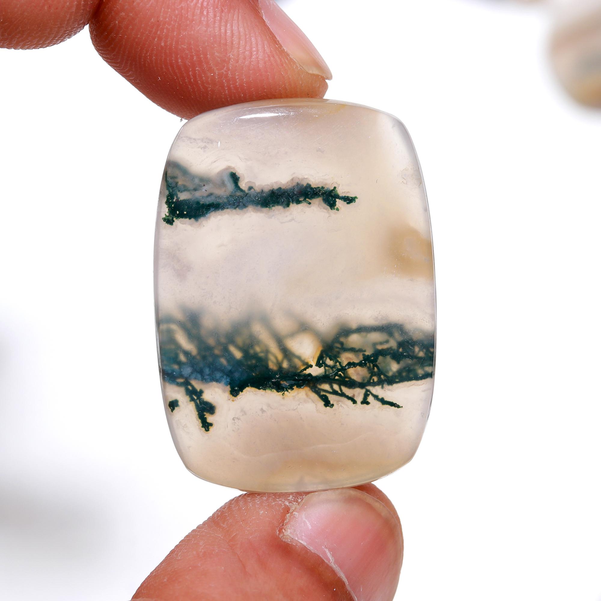 Natural Solar Moss – Green & White Healing Crystal from India