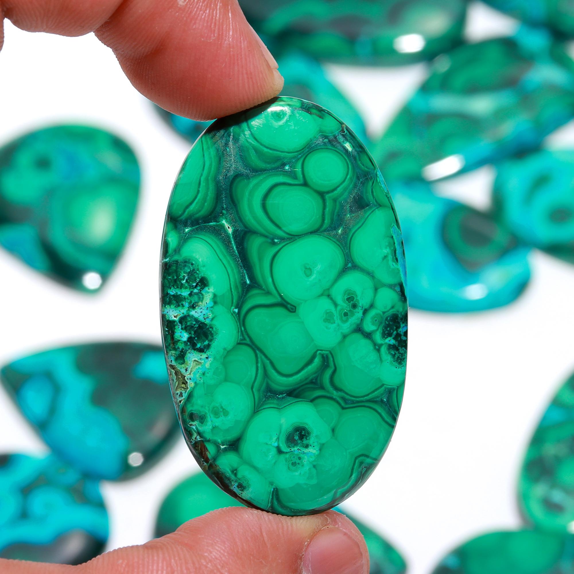 Natural Chrysocolla & Malachite Tumbled Stone – Deep Blue-Green Healing Crystal from Africa