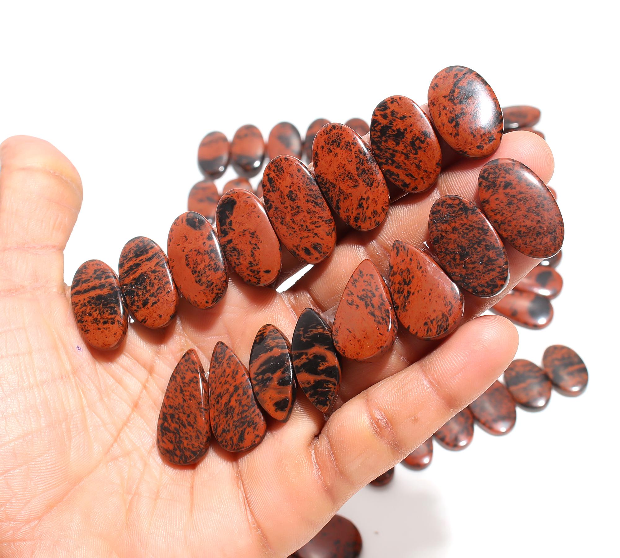 Natural Mahogany Obsidian Pair – Deep Black & Red Crystals from Mexico