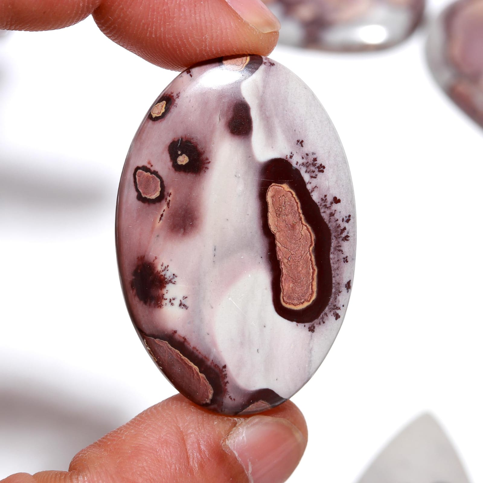 Natural Coffee Bean Jasper – Dark Stone with White Inclusions from China