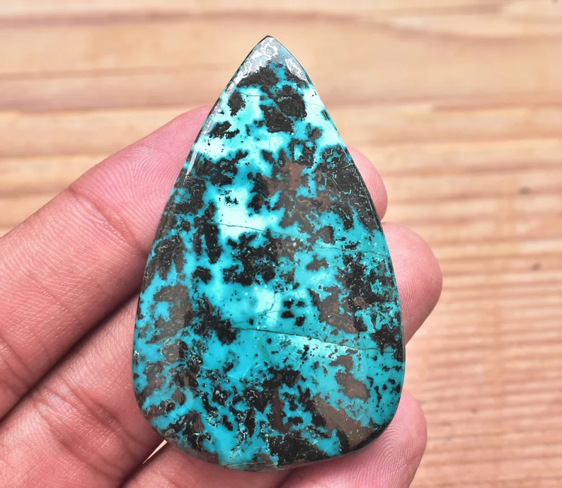 Azurite Cabochon / AAA+++ Top Grade Azurite Gemstone / High Quality / For Jewelry / Pear Shape 103.00 Ct. / 56x35x6 mm / Loose Gemstone E-891