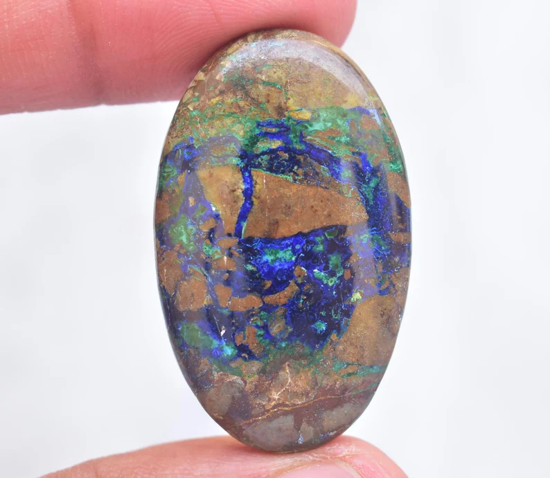Azurite Malachite Cabochon / Azurite Malachite Gemstone / Oval Shape / 56.05 Ct. / 38x23x7 mm / Loose Gemstone / K-463