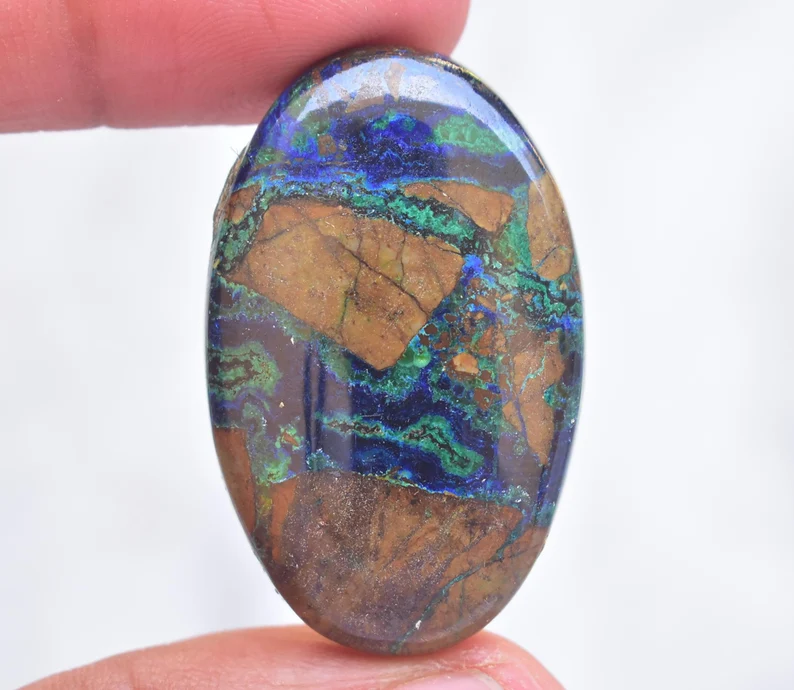 Azurite Malachite Cabochon / Azurite Malachite Gemstone / Oval Shape / 58.20 Ct. / 38x24x7 mm / Loose Gemstone / K-449