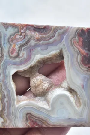 Grey Crazy Lace Agate Slice / Top Grade Crazy Lace Agate Gemstone / Slice / 217.50 Ct. / 63x58x6 mm. / Loose Gemstone / P-563