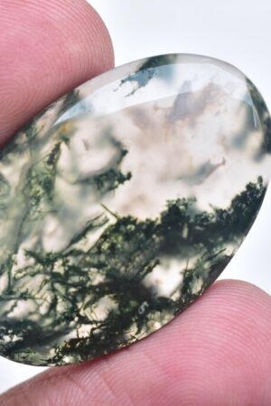 Moss Agate Cabochon / High Quality Green Moss Agate Gemstone / For Jewelry / Oval Shape / 40.50 Ct. / 35x22x6 mm / Loose Gemstone G-512