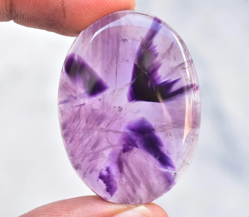 Star Amethyst Cabochon / High Quality Star Amethyst Trapiche Gemstone / Oval Shape / 56.00 Ct. / 39x28x6 mm / Loose Gemstone G-223