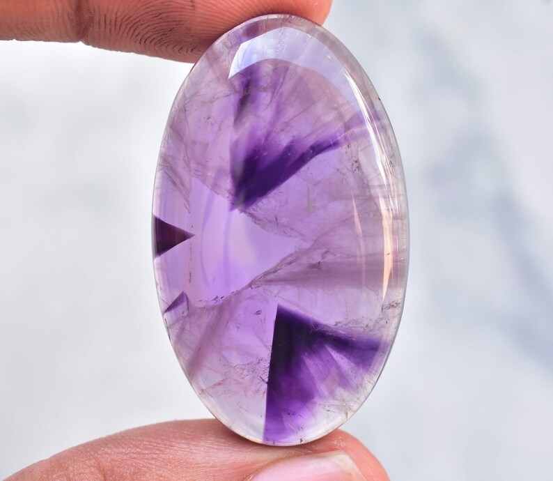 Star Amethyst Cabochon / High Quality Star Amethyst Trapiche Gemstone / Oval Shape / 63.55 Ct. / 41x25x7 mm / Loose Gemstone G-229
