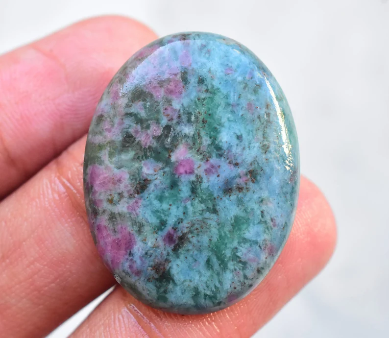 Ruby Kyanite Cabochon / Top Selection Ruby Kyanite Gemstone / Oval Shape / 43.55 Ct. / 33x25x5 mm / Loose Gemstone G-761