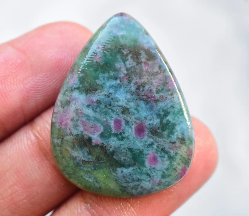 Ruby Kyanite Cabochon / Top Selection Ruby Kyanite Gemstone / Pear Shape / 37.40 Ct. / 33x26x4 mm / Loose Gemstone G-712