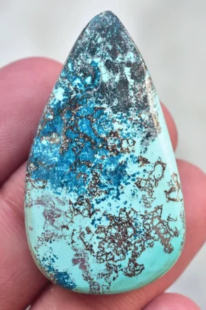 Azurite Cabochon / Top Grade Azurite Gemstone / Pear Shape / 38.30 Ct. / 41x23x5 mm / Loose Gemstone H-100