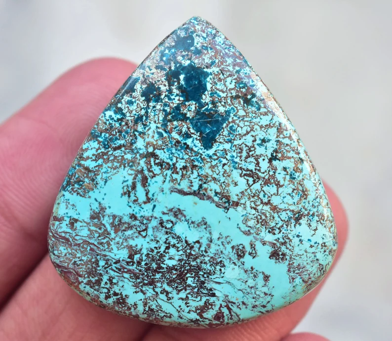 Azurite Cabochon / Top Grade Azurite Gemstone / Pear Shape / 47.20 Ct. / 36x33x6 mm. Loose Gemstone H-77