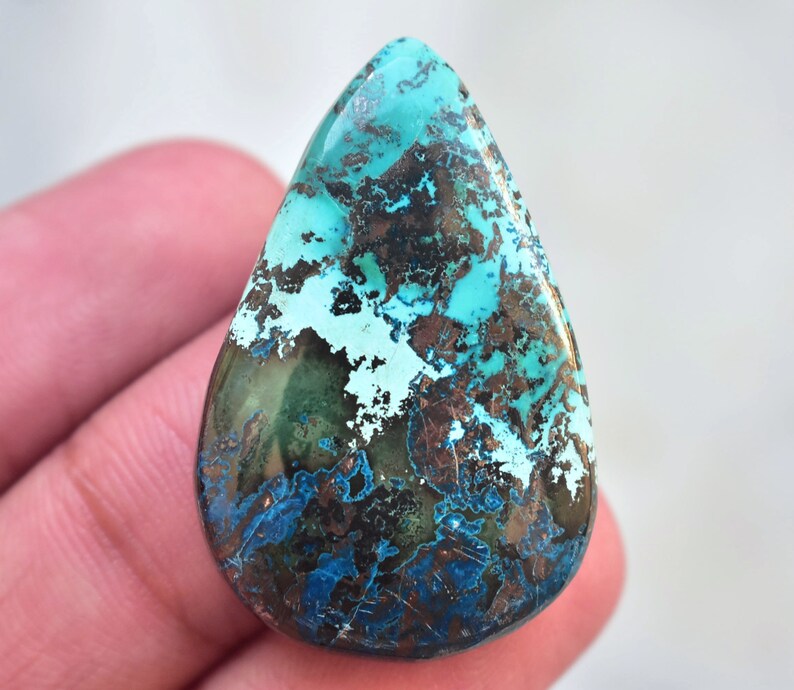 Azurite Cabochon / Top Grade Azurite Gemstone / Pear Shape / 38.70 Ct. / 35x23x5 mm / Loose Gemstone H-91