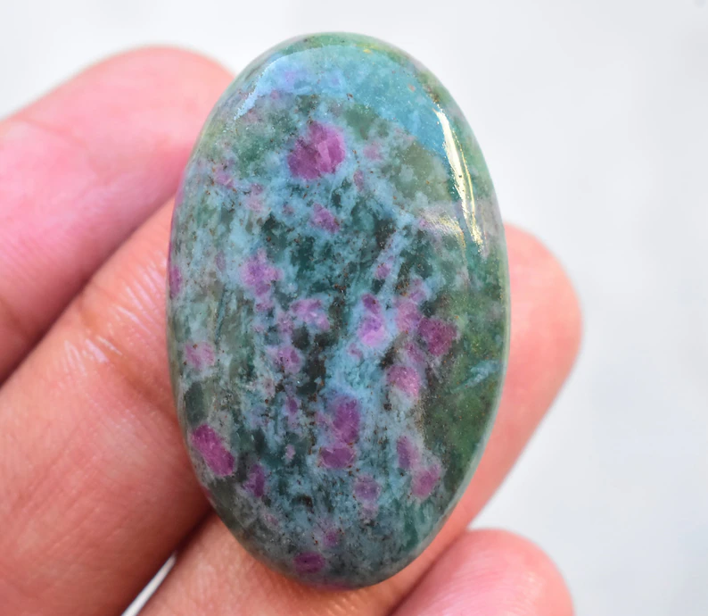 Ruby Kyanite Cabochon / Top Selection Ruby Kyanite Gemstone / Oval Shape / 56.10 Ct. / 36x22x7 mm / Loose Gemstone G-782
