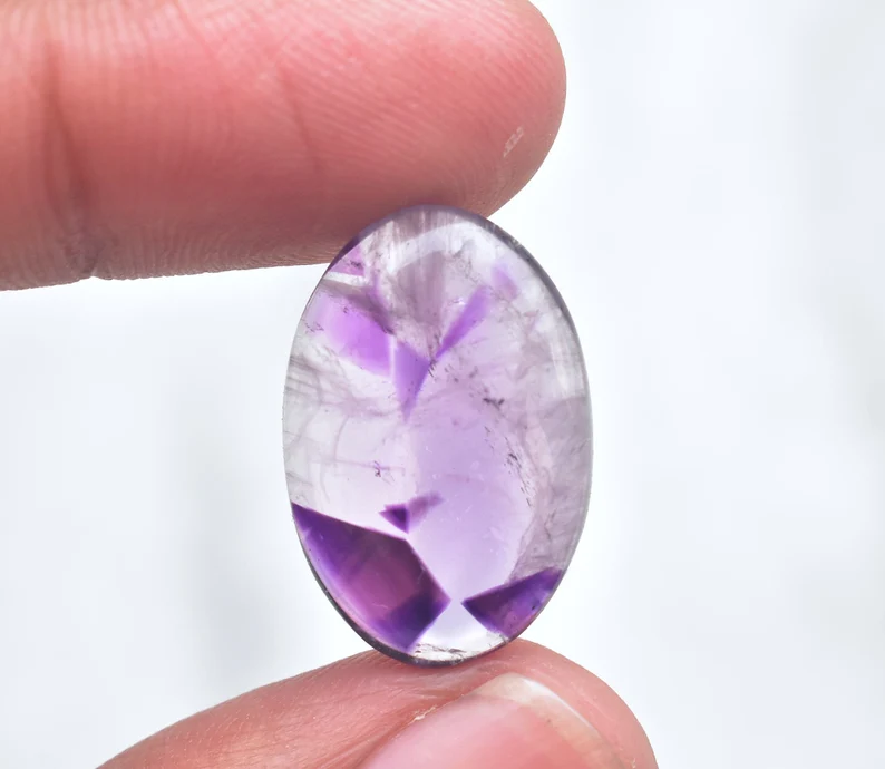 Star Amethyst Cabochon / High Quality Star Amethyst Trapiche Gemstone / Oval Shape / 12.00 Ct. / 22x15x5 mm / Loose Gemstone H-825
