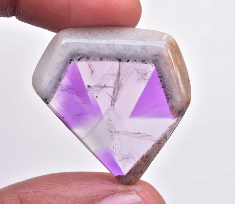 Star Amethyst Slice / Purple Star Trapiche Amethyst Slice (Polished) / Freeform Shape / 35.85 Ct. / 29x26x5 mm / Loose Gemstone / I-587