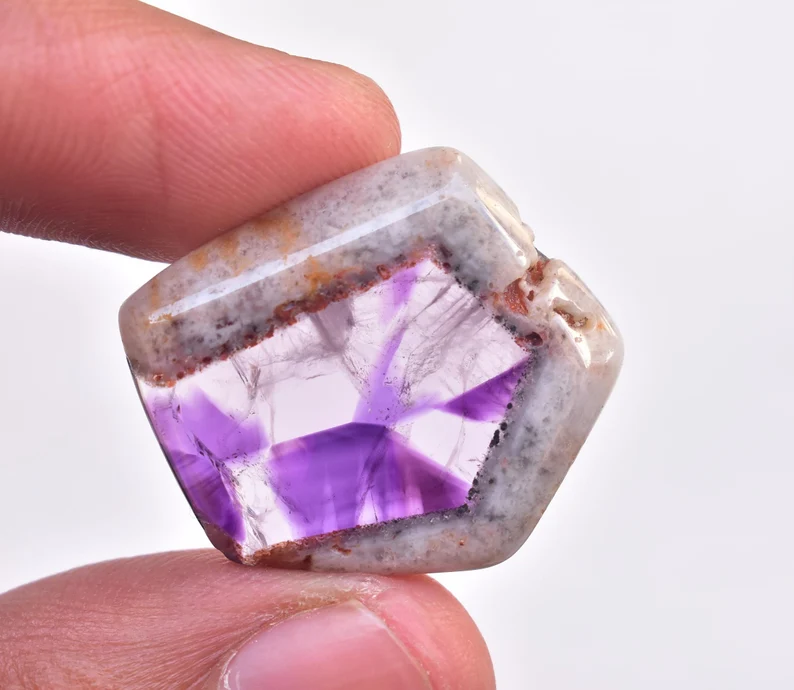 Star Amethyst Slice / Purple Star Trapiche Amethyst Slice (Polished) / Freeform Shape / 27.10 Ct. / 25x23x5 mm / Loose Gemstone / I-568
