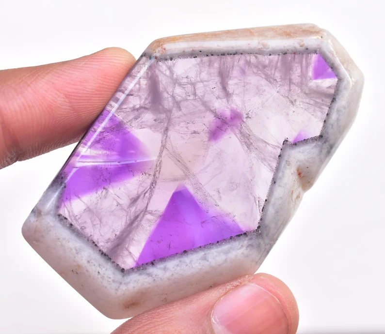 Star Amethyst Slice / Purple Star Trapiche Amethyst Slice (Polished) / Freeform Shape / 150.00 Ct. / 60x37x8 mm / Loose Gemstone / I-591