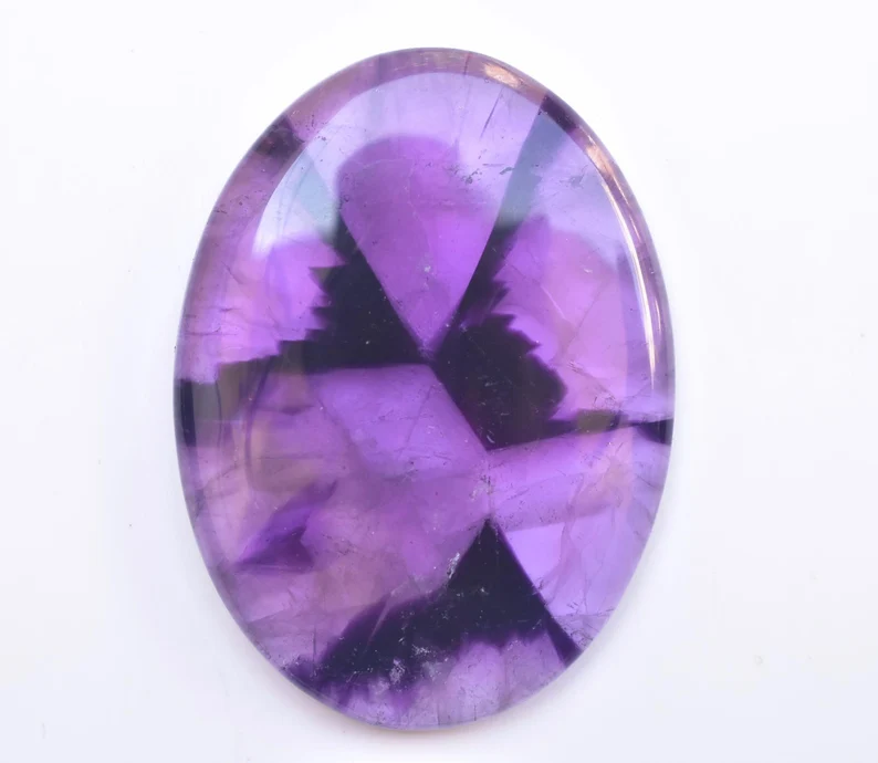 Star Amethyst Cabochon / High Quality Star Amethyst Trapiche Gemstone / Oval Shape / 62.00 Ct. / 43x32x5 mm / Loose Gemstone I-873