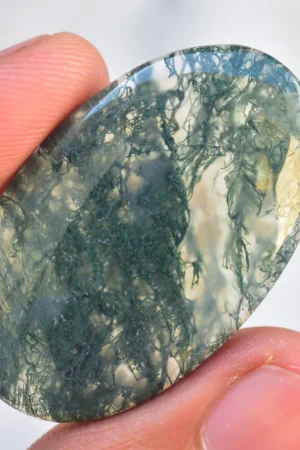 Green Moss Agate Cabochon / High Quality Green Moss Agate Gemstone / Oval Shape / 39.20 Ct. / 37x22x5 mm / Loose Gemstone / J-47