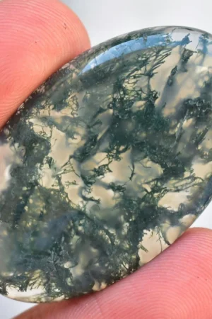 Green Moss Agate Cabochon / High Quality Green Moss Agate Gemstone / Oval Shape / 47.80 Ct. / 41x25x5 mm / Loose Gemstone / J-53