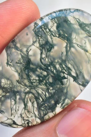 Green Moss Agate Cabochon / High Quality Green Moss Agate Gemstone / Oval Shape / 46.60 Ct. / 39x23x6 mm / Loose Gemstone / J-49