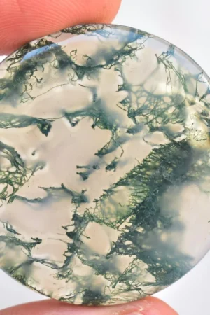 Green Moss Agate Cabochon / High Quality Green Moss Agate Gemstone / Round Shape / 58.15 Ct. / 36x5 mm / Loose Gemstone / J-51