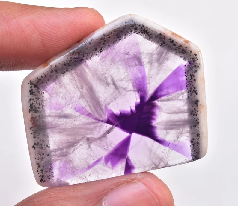 Star Amethyst Slice / Purple Star Trapiche Amethyst Slice (Polished) / Freeform Shape / 53.35 Ct. / 39x33x4 mm / Loose Gemstone / I-581