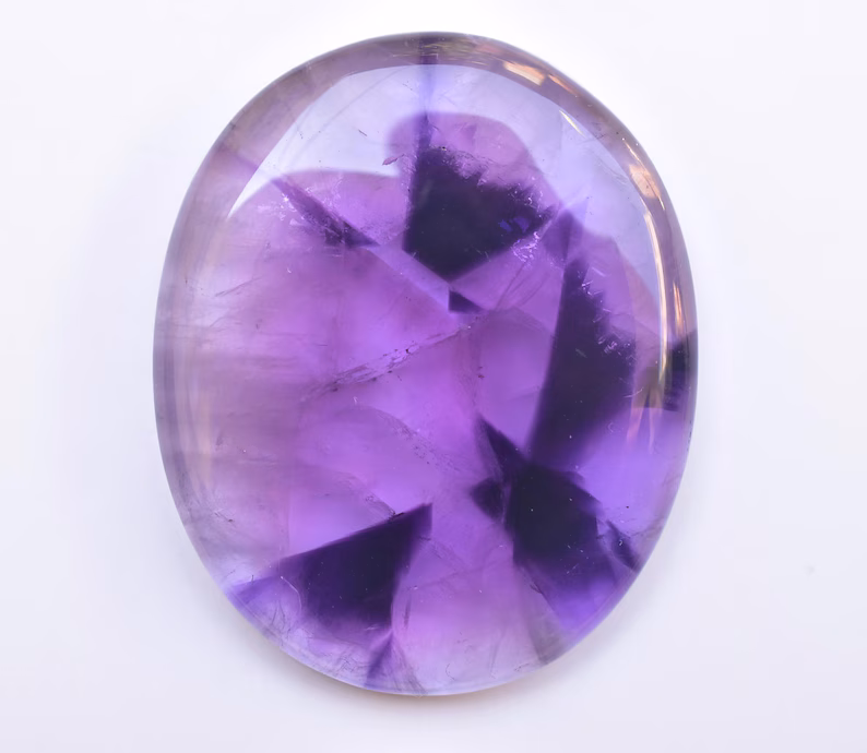 Star Amethyst Cabochon / High Quality Star Amethyst Trapiche Gemstone / Oval Shape / 108.45 Ct. / 45x37x7 mm / Loose Gemstone I-865