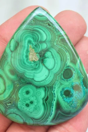 Malachite Cabochon / High Quality Malachite Gemstone / Pear Shape / 151.75 Ct. / 52x43x7 mm / Loose Gemstone / J-734