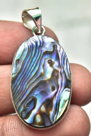 Abalone Shell Cabochon / Stamped 925 Sterling Silver Pendant / For Jewelry / Oval Shape / Loose Gemstone Jewelry P-122