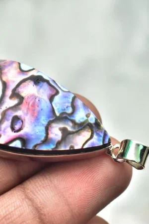 Abalone Shell Cabochon / Stamped 925 Sterling Silver Pendant / For Jewelry / Pear Shape / Loose Gemstone Jewelry P-129