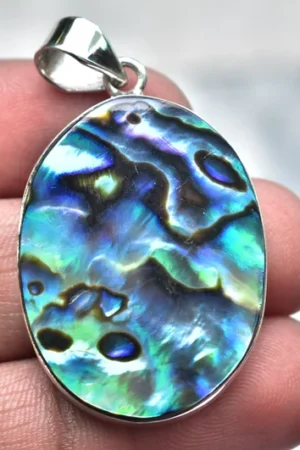 Abalone Shell Cabochon / Stamped 925 Sterling Silver Pendant / For Jewelry / Oval Shape / Loose Gemstone Jewelry P-128