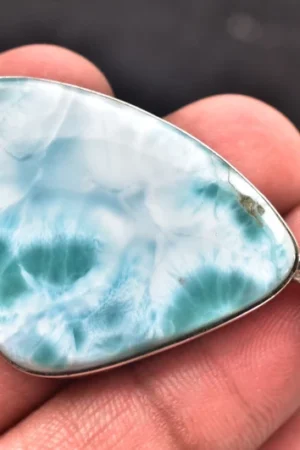 Larimar Cabochon / Stamped 925 Sterling Silver Pendant / For Jewelry / Freeform Shape / Loose Gemstone Jewelry P-169