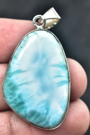 Larimar Cabochon / Stamped 925 Sterling Silver Pendant / For Jewelry / Freeform Shape / Loose Gemstone Jewelry P-170