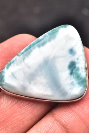 Larimar Cabochon / Stamped 925 Sterling Silver Pendant / For Jewelry / Freeform Shape / Loose Gemstone Jewelry P-166
