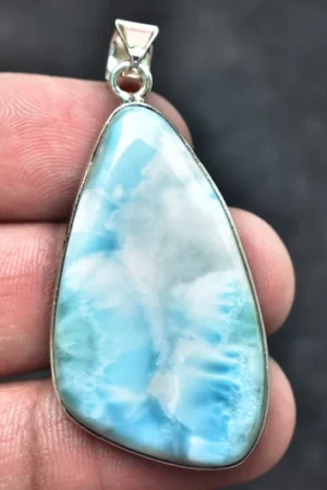 Larimar Cabochon / Stamped 925 Sterling Silver Pendant / For Jewelry / Pear Shape / Loose Gemstone Jewelry P-163