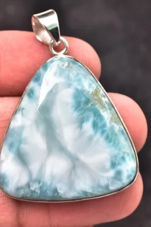 Larimar Cabochon / Stamped 925 Sterling Silver Pendant / For Jewelry / Freeform Shape / Loose Gemstone Jewelry P-165
