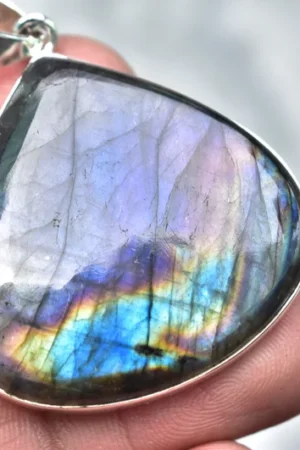 Blue Labradorite Cabochon Pendant / Stamped 925 Sterling Silver Pendant / Blue Fire Jewelry / Pear Shape / Loose Gemstone Jewelry P-172