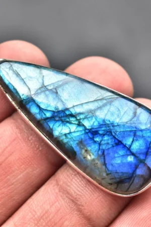 Blue Labradorite Cabochon Pendant / Stamped 925 Sterling Silver Pendant / Blue Fire Jewelry / Marquise Shape / Loose Gemstone Jewelry P-190