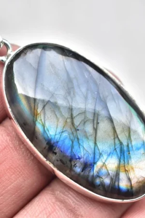Blue Labradorite Cabochon Pendant / Stamped 925 Sterling Silver Pendant / Blue Fire Jewelry / Marquise Shape / Loose Gemstone Jewelry P-188