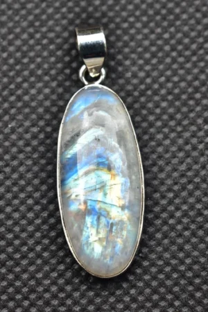 Title: Rainbow Moonstone Cabochon Pendant / Stamped 925 Sterling Silver Pendant / Moonstone Jewelry / Cushion Shape / Loose Gemstone Jewelry P‑196