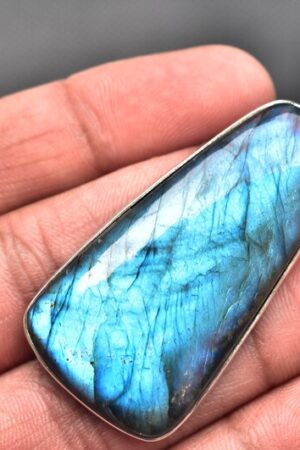 Blue Labradorite Cabochon Pendant / Stamped 925 Sterling Silver Pendant / Blue Fire Jewelry / Pear Shape / Loose Gemstone Jewelry P-175
