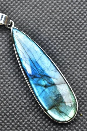Blue Labradorite Cabochon Pendant / Stamped 925 Sterling Silver Pendant / Blue Fire Jewelry / Pear Shape / Loose Gemstone Jewelry P-195