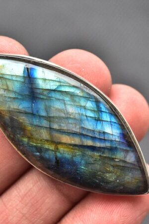 Blue Labradorite Cabochon Pendant / Stamped 925 Sterling Silver Pendant / Blue Fire Jewelry / Marquise Shape / Loose Gemstone Jewelry P-200